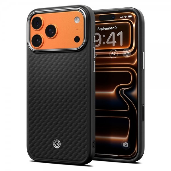 Spigen iPhone 17 Pro Skal Enzo Aramid T MagFit Svart Silver