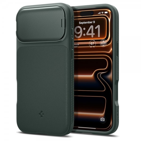 Spigen iPhone 17 Pro Skal Optik Armor MagFit Abyss Green