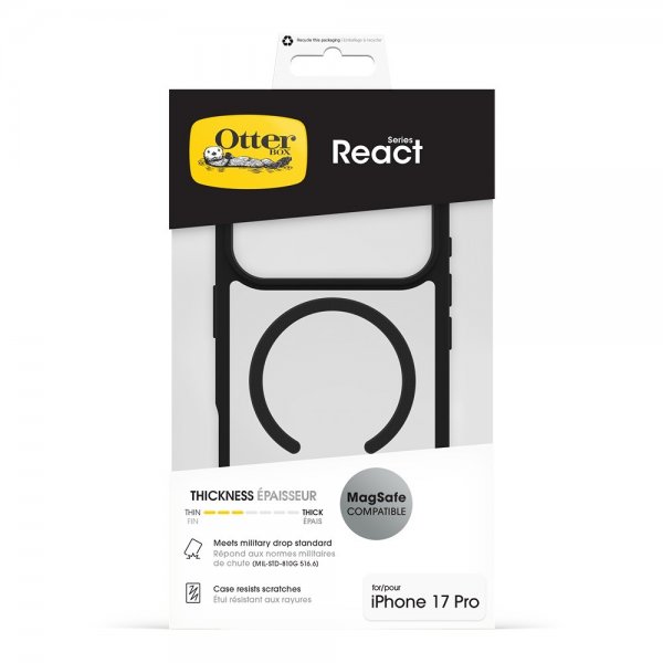 Otterbox iPhone 17 Pro Skal React MagSafe Black Crystal