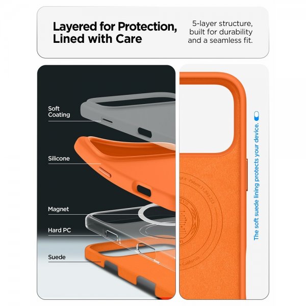 Spigen iPhone 17 Pro Skal Silicone Fit MagFit Cosmic Orange