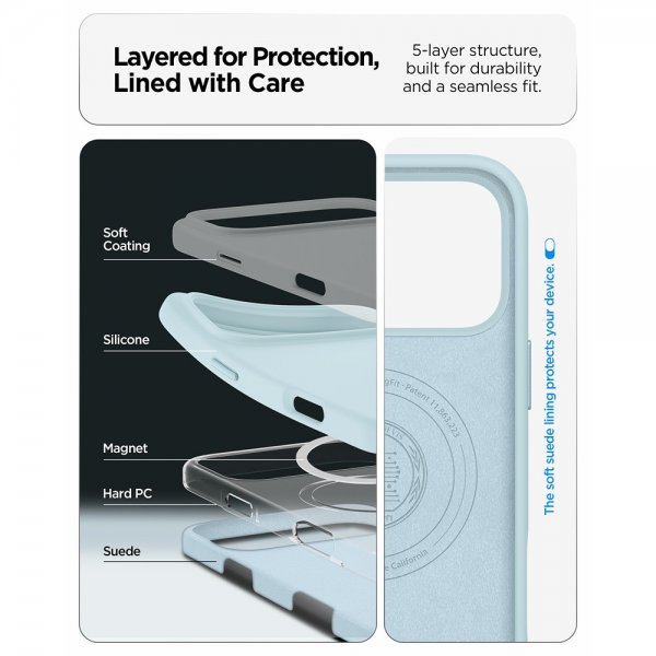 Spigen iPhone 17 Pro Skal Silicone Fit MagFit Mute Blue