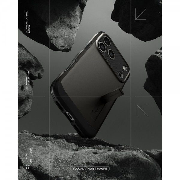 Spigen iPhone 17 Pro Skal Tough Armor T MagFit Gunmetal