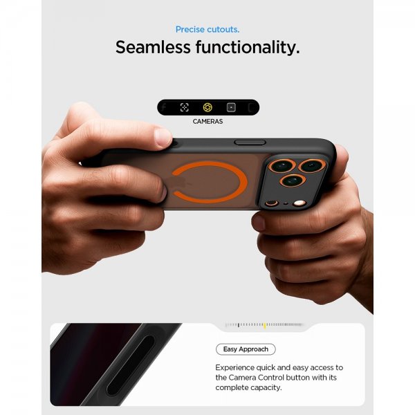 Spigen iPhone 17 Pro Skal Ultra Hybrid MagFit Frost Black Orange