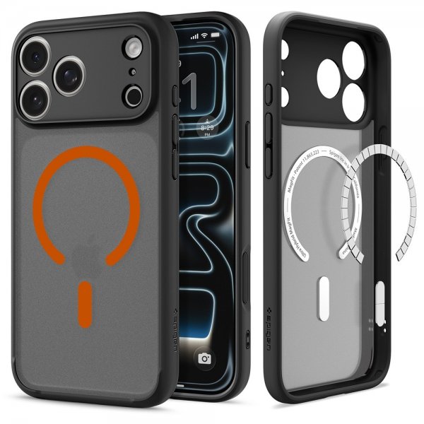 Spigen iPhone 17 Pro Skal Ultra Hybrid MagFit Frost Black Orange