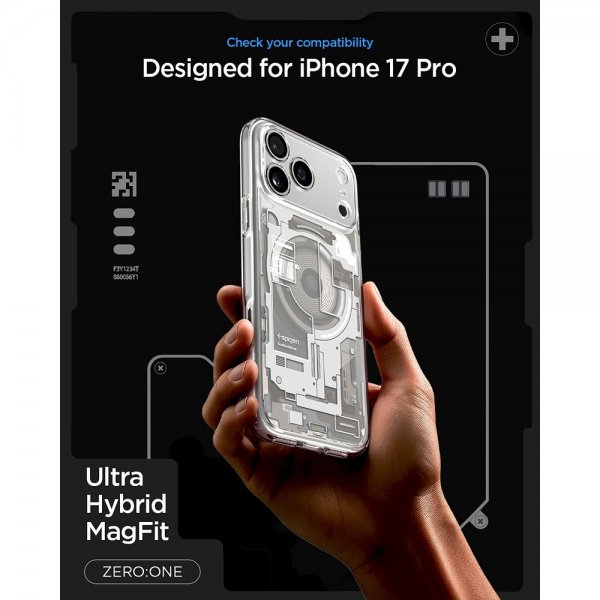 Spigen iPhone 17 Pro Skal Ultra Hybrid Zero One MagFit Natural Titanium