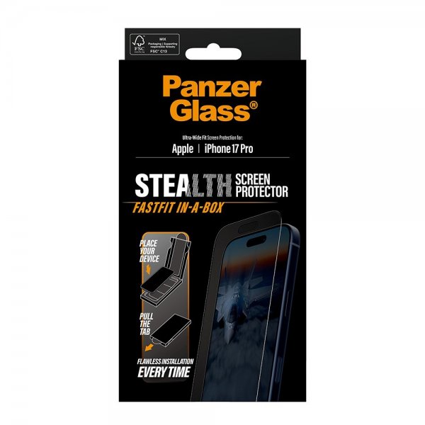PanzerGlass iPhone 17 Pro Skärmskydd Ultra-Wide Fit Stealth Fastfit