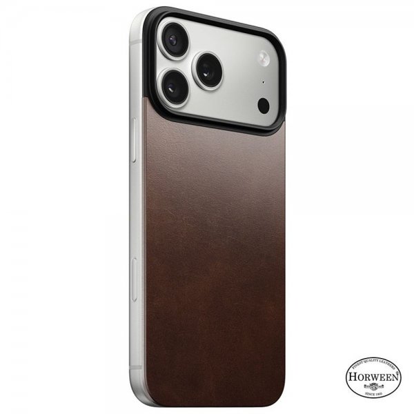 Nomad iPhone 17 Pro Skin Mag Leather Back Rustic Brown