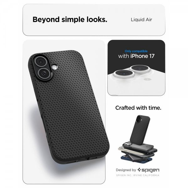 Spigen iPhone 17 Skal Liquid Air Matte Black