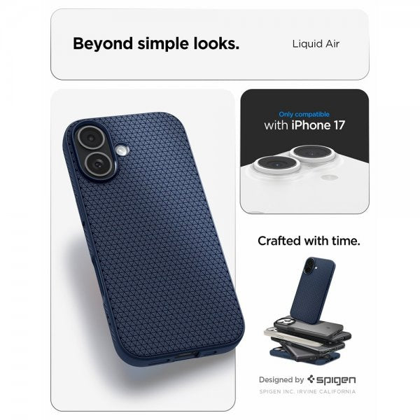 Spigen iPhone 17 Skal Liquid Air Navy Blue
