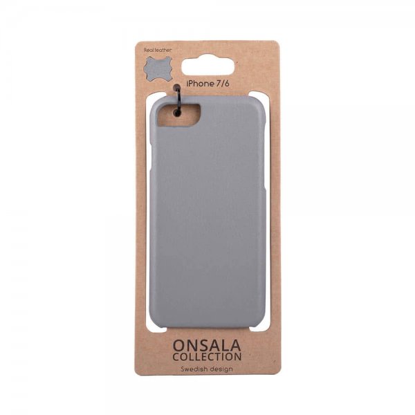 Onsala iPhone 6/6S/7/8/SE Skal Äkta Läder Grå
