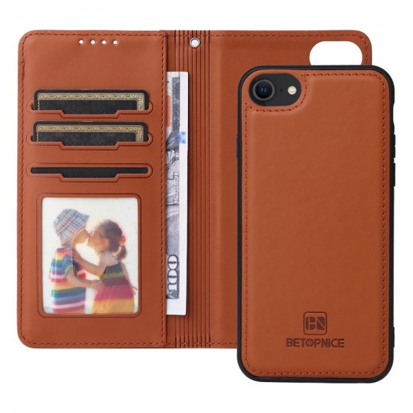 Betopnice iPhone 6/6S/7/8/SE Fodral med Löstagbart Skal 005 Brun