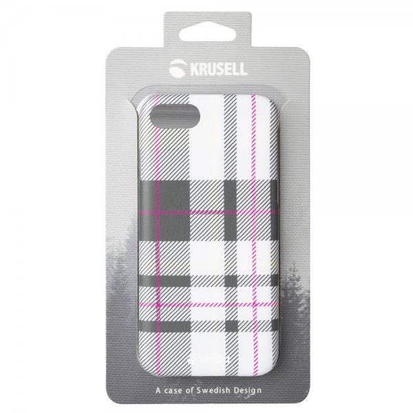 Krusell iPhone 7/8/SE Skal Limited Cover Plaid Light Grey