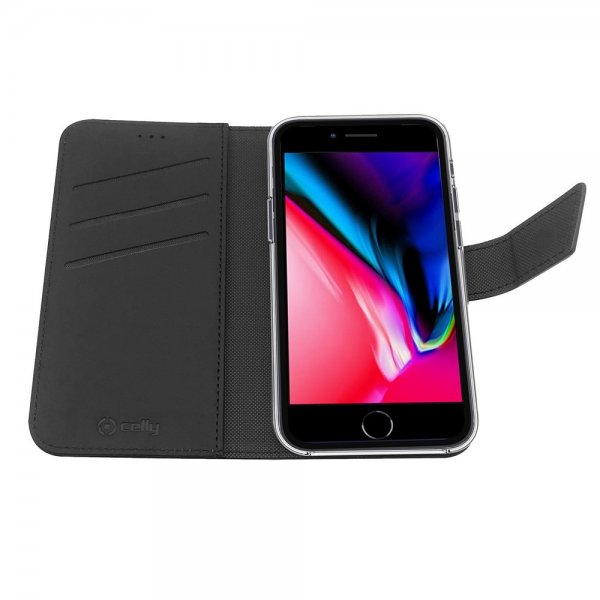 Celly iPhone 6/6S/7/8/SE Fodral Wally Wallet Case Svart