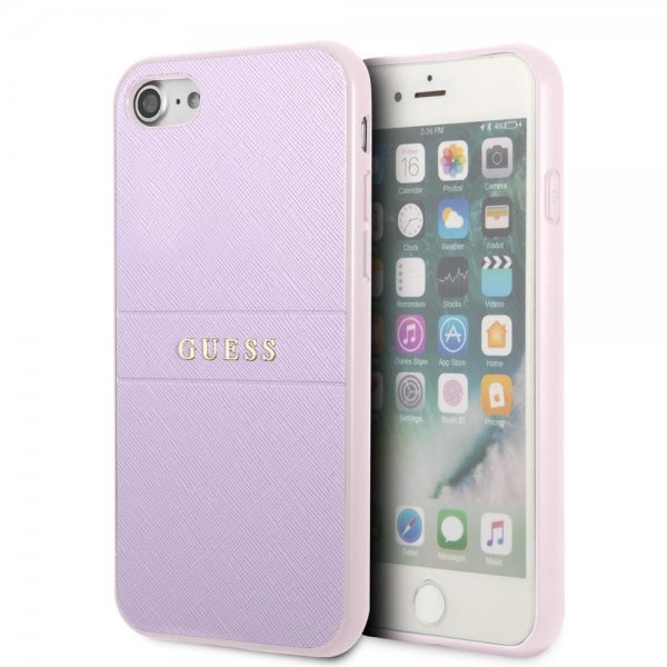 Guess iPhone 7/8/SE Skal Saffiano Metal Logo Lila