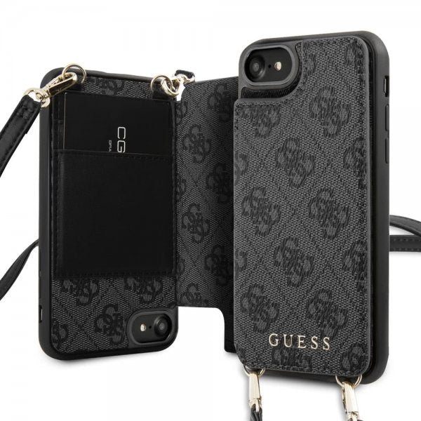 Guess iPhone 7/8/SE Skal Crossbody Cardslot Cover Grå
