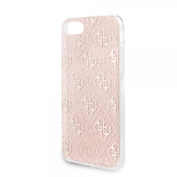 Guess iPhone 7/8/SE Skal Glitter Cover Peony Rosa