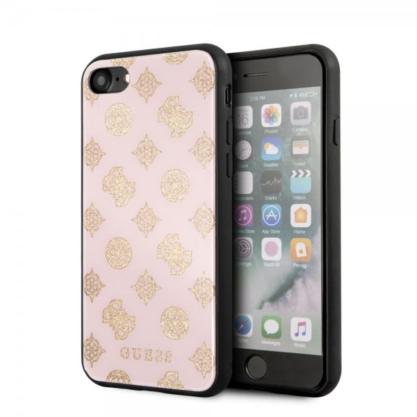 Guess iPhone 7/8/SE Skal Glitter Peony Rosa