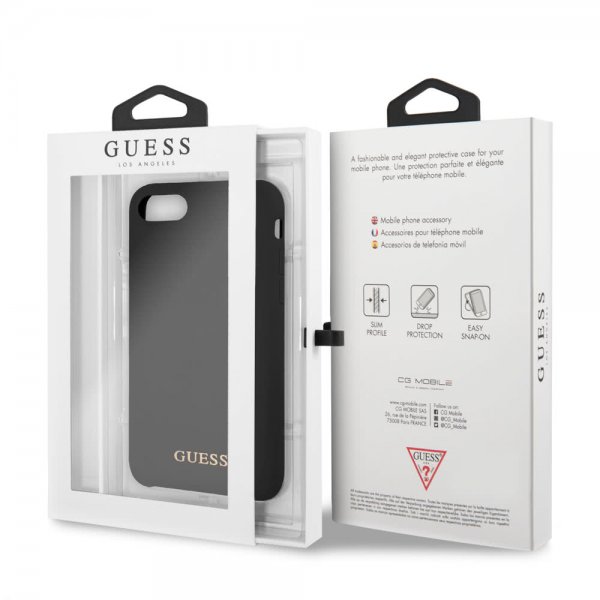 Guess iPhone 7/8/SE Skal Silicone Logo Svart