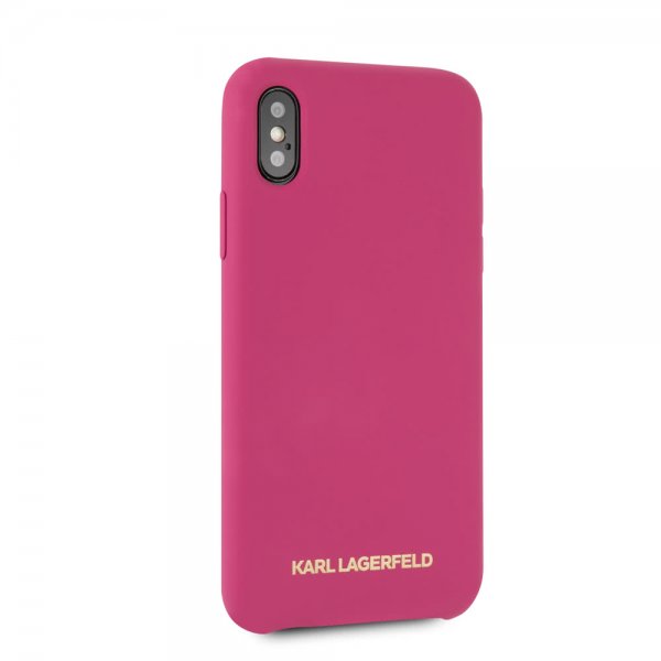 Karl Lagerfeld iPhone X/Xs Skal Silikon Lagerfeld Guld Logo Magenta