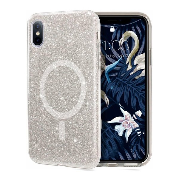 Rvelon iPhone X/iPhone Xs Skal Glitter MagSafe Transparent