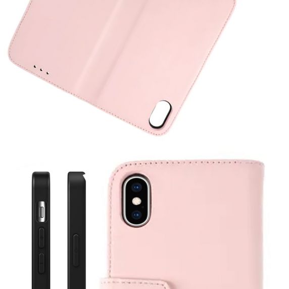 Rvelon iPhone X/iPhone Xs Fodral Äkta Läder Rosa