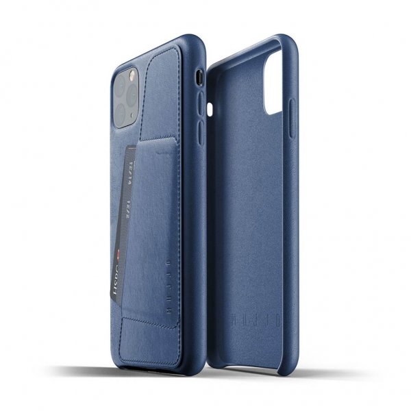 Mujjo iPhone 11 Pro Max Skal Full Leather Wallet Case Monaco Blue