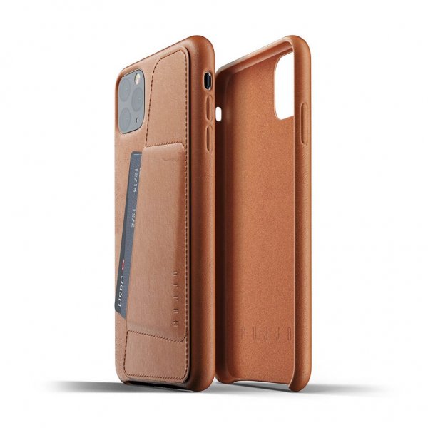 Mujjo iPhone 11 Pro Max Skal Full Leather Wallet Case Tan