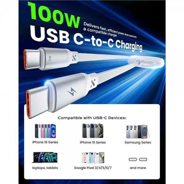iOttie Kabel 100W Retractable USB-C 2-pack Vit
