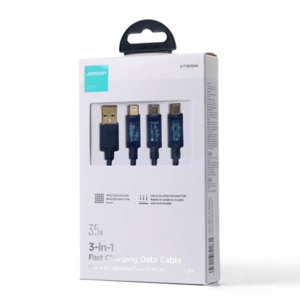 Joyroom Kabel 3-in-1 Fast Charging Cable 1.2m Svart