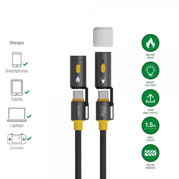 4smarts Kabel 3in1 USB-C Set Explorer 240W 1.5m Svart