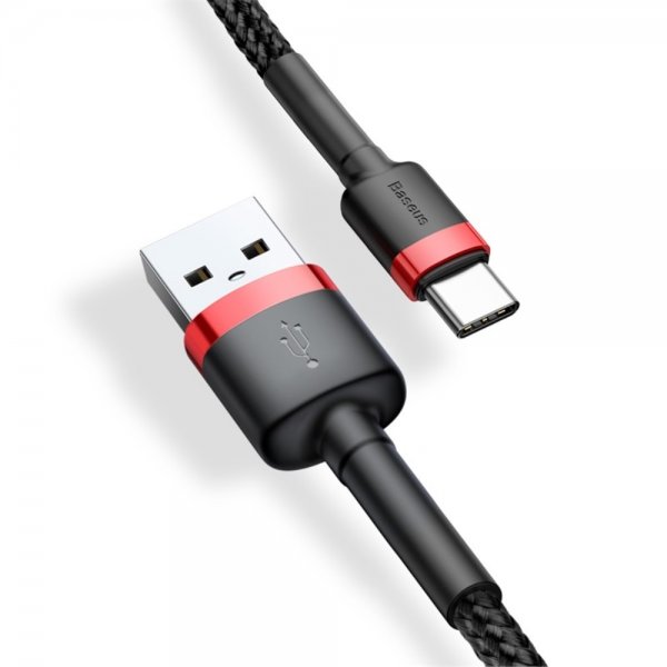 Baseus Kabel Cafule Cable USB-A/USB-C 3m Röd Svart