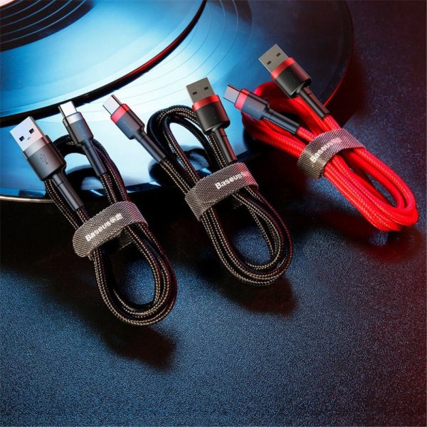Baseus Kabel Cafule Cable USB-A/USB-C 3m Röd Svart