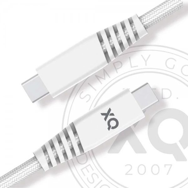 Xqisit Kabel Flätad USB-C till USB-C 2m Vit