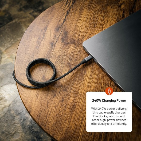 Fixed Kabel Magnetisk USB-C till USB-C 240W 1.2m