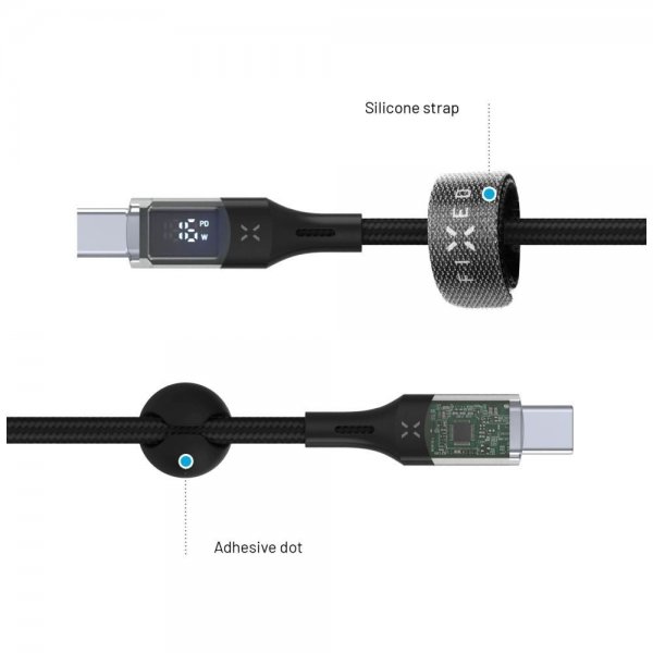 Fixed Kabel med Display USB-C/USB-C 100W 1.2m