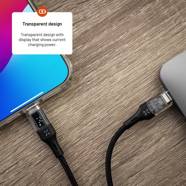 Fixed Kabel med Display USB-C/USB-C 100W 2m