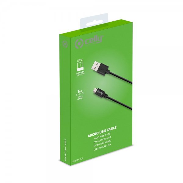 Celly Kabel USB-A till Micro-USB 1M Svart