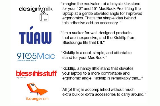 Bluelounge Kickflip MacBook Pro 15/16" Utfällbart Stöd Svart