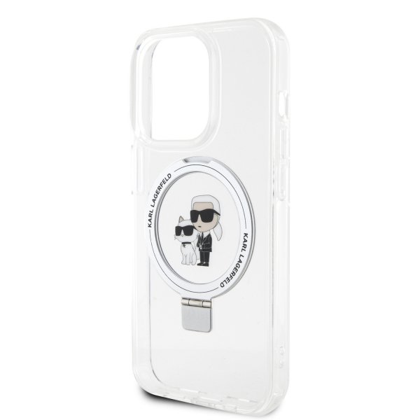Karl Lagerfeld iPhone 15 Skal Ring Stand MagSafe Vit