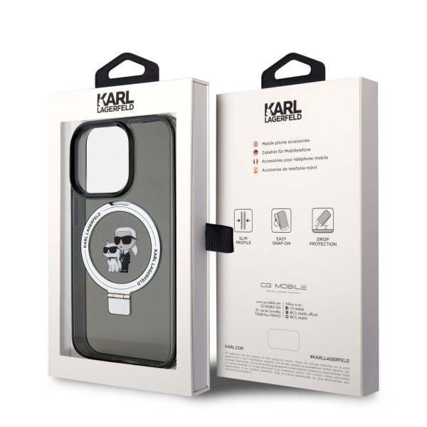 Karl Lagerfeld iPhone 15 Skal Ring Stand MagSafe Svart
