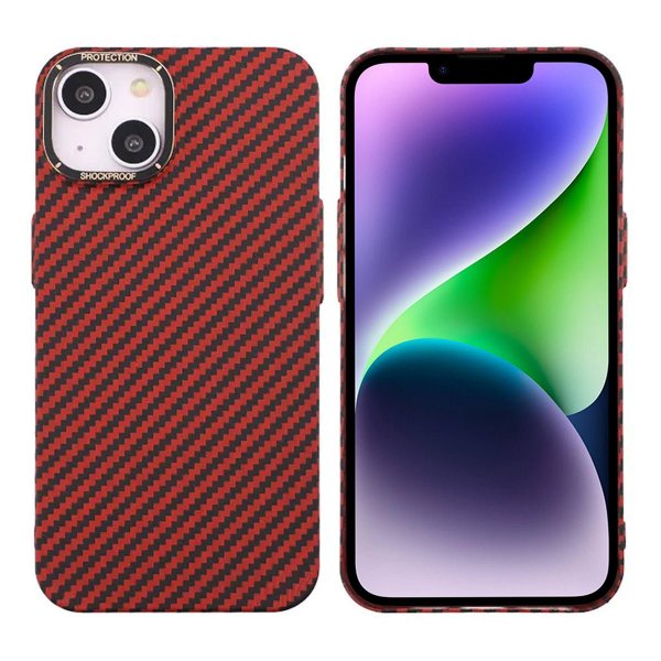 iPhone 14 Plus Skal Kolfibermönster Röd