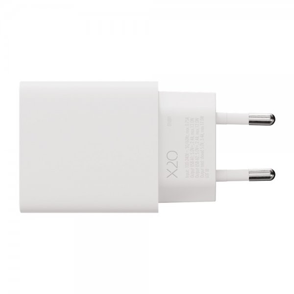 X2O Laddare 17W Dubbel USB-A/USB-A Vit