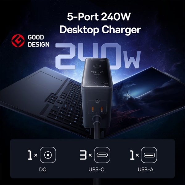 Baseus Laddare 240W Digital GaN Desktop Fast Charger