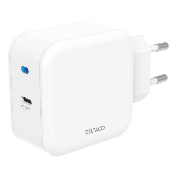 Deltaco Laddare 30W USB-C PD Vit