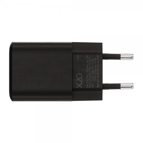 X2O Laddare 45W Dubbel USB-C/USB-C GaN Svart
