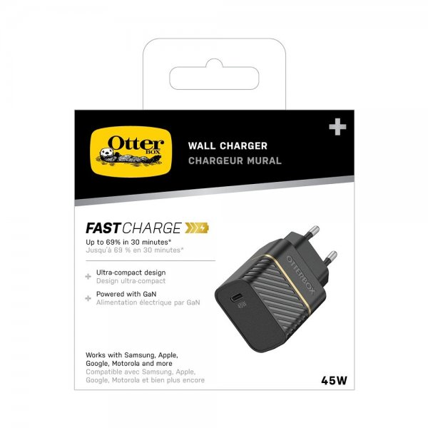 Otterbox Laddare 45W GaN USB-C Fast Charge Wall Charger Svart
