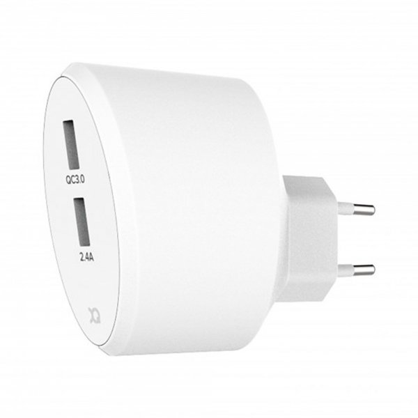 Xqisit Laddare 5.4A 2 x USB-A QC 3.0 30W Vit