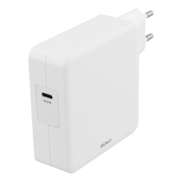 Deltaco Laddare 87W USB-C PD Snabbladdning Vit
