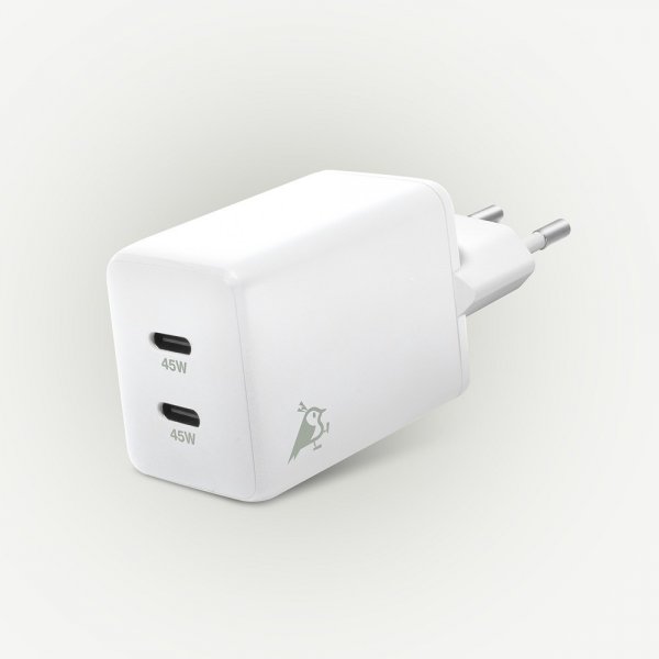 Aqiila Laddare Chargebird W45 GaN 45W Vit