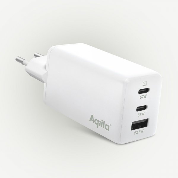 Aqiila Laddare Chargebird W65 GaN 67W Vit